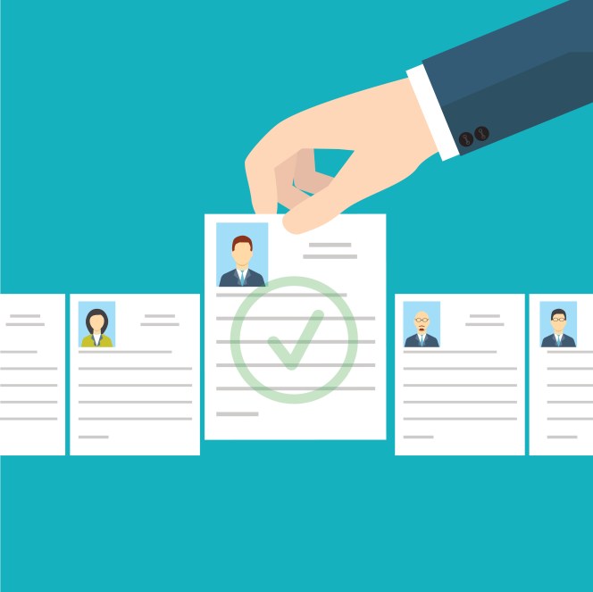 Job interview. Recruitment Hand.